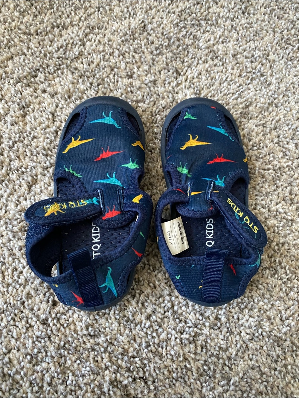 Navy Dinosaur Water Shoes for Kids - Size 7